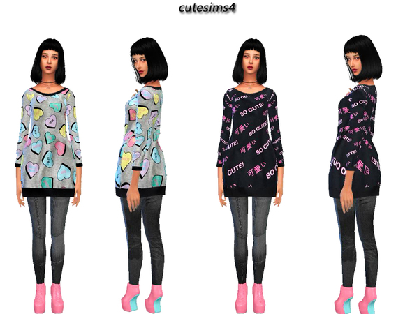  The Sims Resource: Loose oversizesweater set by Sweetsims4