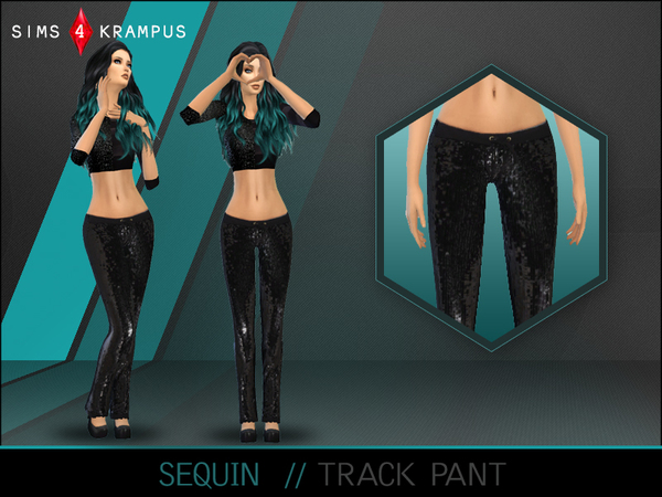  The Sims Resource: Sequin Track Pant by SIms4Krampus