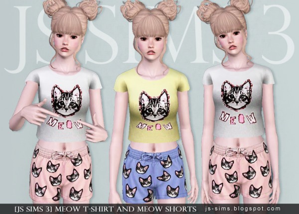  JS Sims 4: Meow T shirt And Meow Shorts