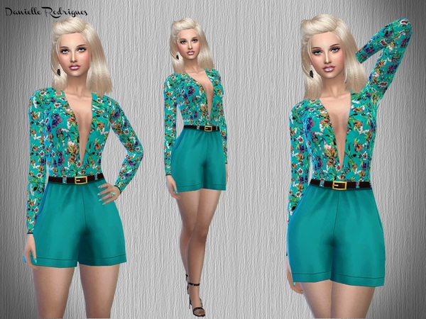  The Sims Resource: Floral green outfit by Danielle Rodriguez