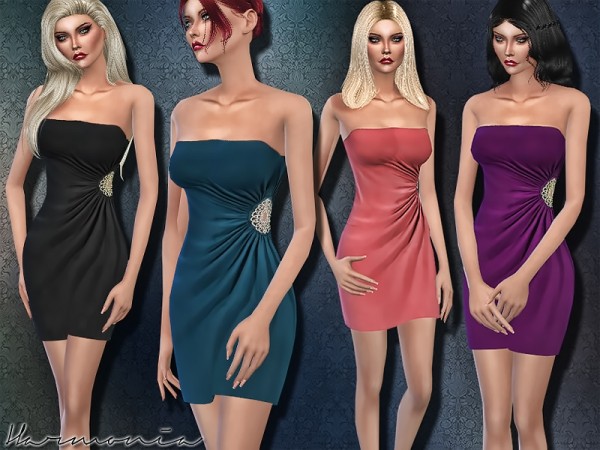  The Sims Resource: Crystal Embellished Gathered Wrap Dress by NataliS