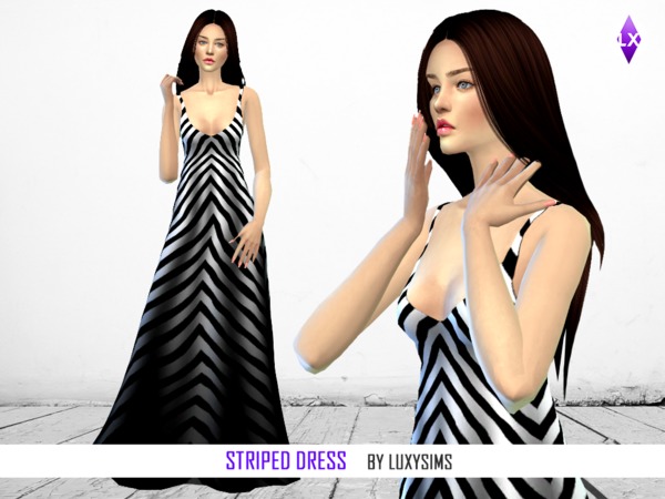  The Sims Resource: Striped Dress by LuxySims3