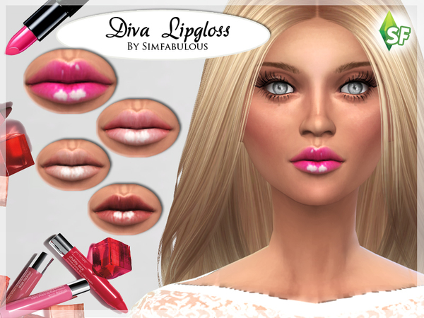  The Sims Resource: Diva Lipgloss by SimFabulous