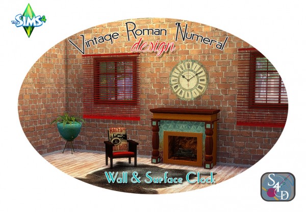  Sims 4 Designs: Vintage Roman Numeral Design Wall & Surface Clock