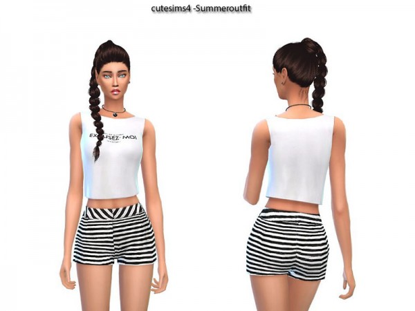  The Sims Resource: Black and white Summeroutfit by sweetsims4