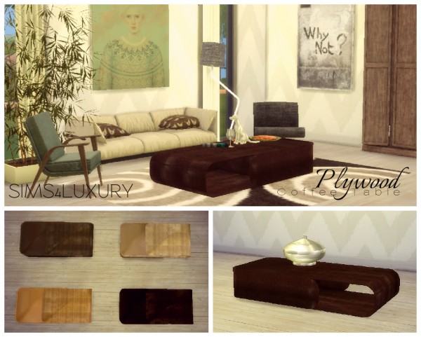  Sims4Luxury: Plywood coffee table and Ball chair