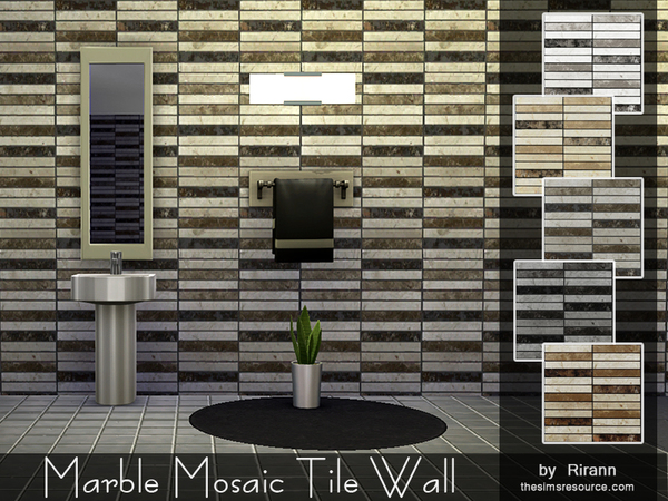  The Sims Resource: Marble Mosaic Tile Wall by Rirann