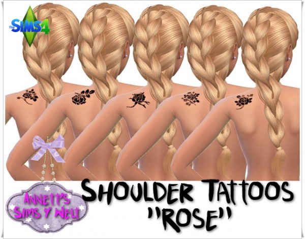  Annett`s Sims 4 Welt: Shoulder Tattoos Rose for Women