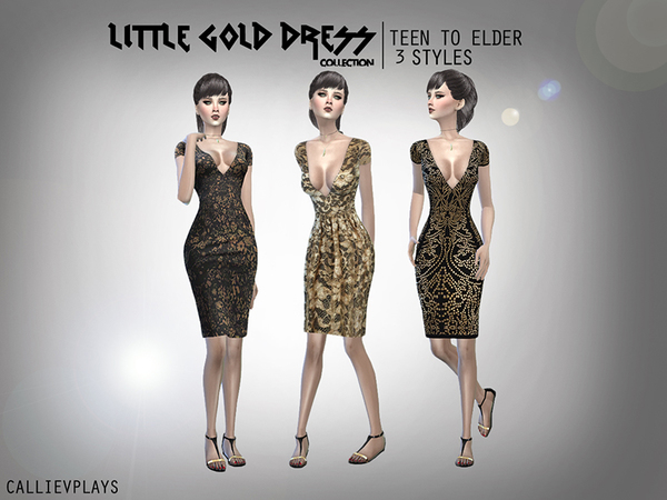 The Sims Resource Little Gold Dress Collection By Callie V • Sims 4
