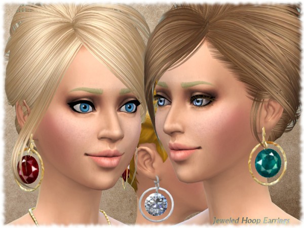  The Sims Resource: Jeweled Hoop Earrings by alin2