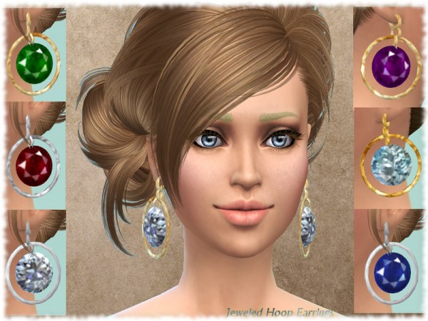  The Sims Resource: Jeweled Hoop Earrings by alin2