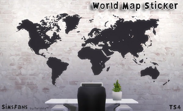  Sims Fans: World map sticker by Melinda