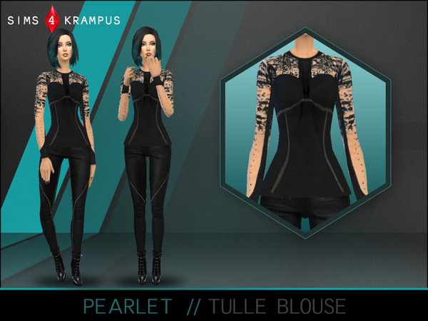  The Sims Resource: Pearlet Tulle Blouse by SIms4Krampus