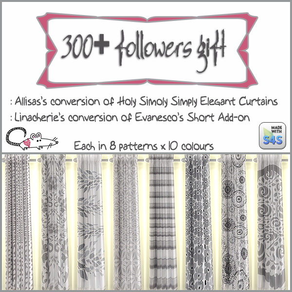  Loveratsims4: 300+ followers   Simply Elegant Curtains