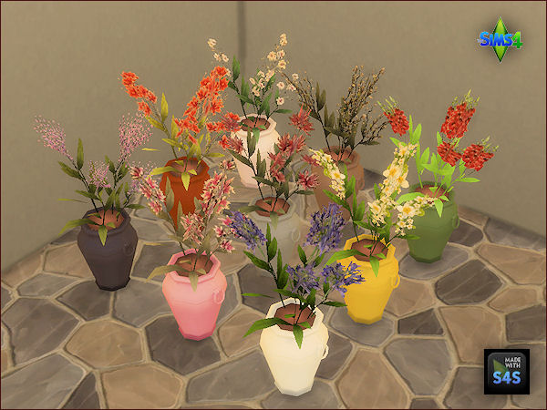  Arte Della Vita: 3 flower sets with different flowers and colored pots