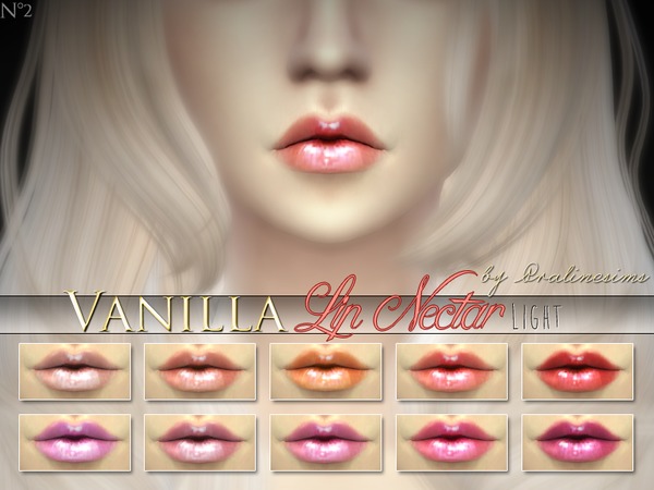  The Sims Resource: Vanilla Lip Nectar (10 Light Colors) by Praline Sims