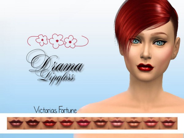  The Sims Resource: Drama Lipgloss by fortunecookie1