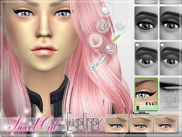  The Sims Resource: Sweet Cat Eyeliner by Pralinesims