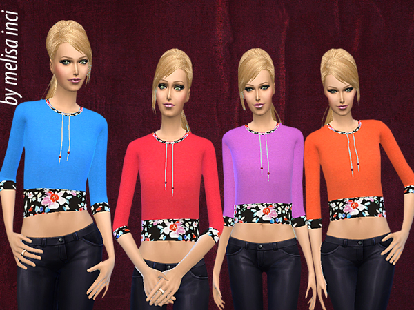  The Sims Resource: 2 In 1 Cropped Sweatshirt by Melisa inci