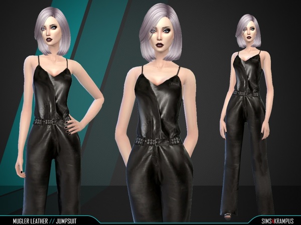  The Sims Resource: Mugler Leather Jumpsuit by SIms 4 Krampus