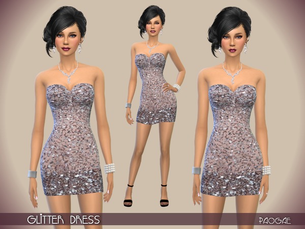  The Sims Resource: Glitter Dress by Paogae