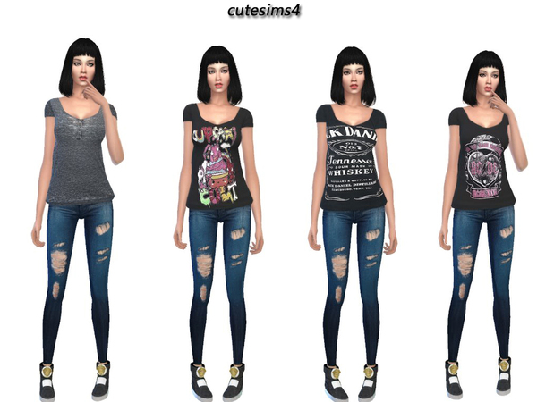  The Sims Resource: Rocker Shirt Collection by Sweetsims4