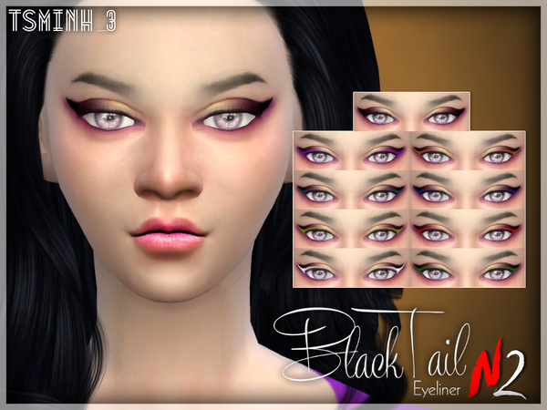  The Sims Resource: Black Tail Eyeliner by tsminh 3