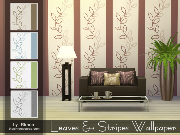  The Sims Resource: Leaves & Stripes Wallpaper by Rirann