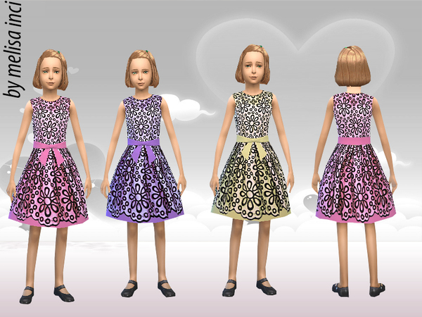  The Sims Resource: Girl Floral Lace Dress by Melisa Inci