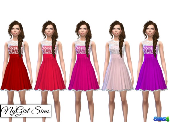  NY Girl Sims: Layered Lace Flare Dress
