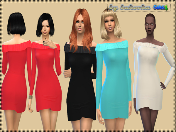  The Sims Resource: Dress with Flounce Collar by Bukovka