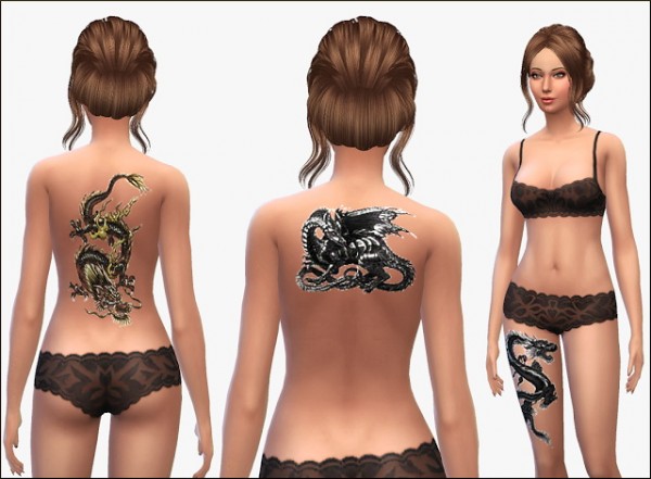  19 Sims 4 Blog: Dragon tattoo set 1