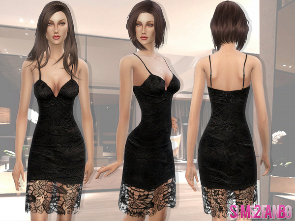  The Sims Resource: 51   Lace black dress by sims2fanbg