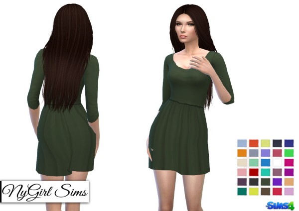  NY Girl Sims: Three Quarter Sleeve Jesery Dress