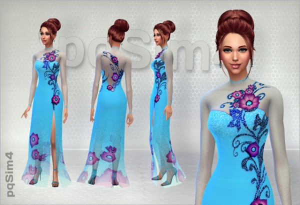 PQSims4: Dress long dress with flowers