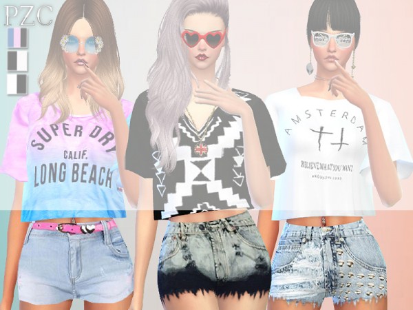 The Sims Resource: Lover Set -Tops, Shorts and Nails by ...