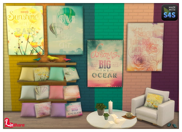  Lintharas Sims 4: Paintings, Cushions, Walls  Dreamscape