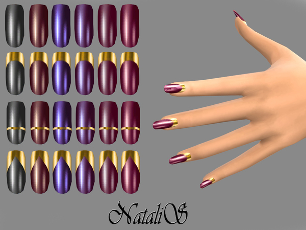  The Sims Resource: Vamp gold collection nails by NataliS