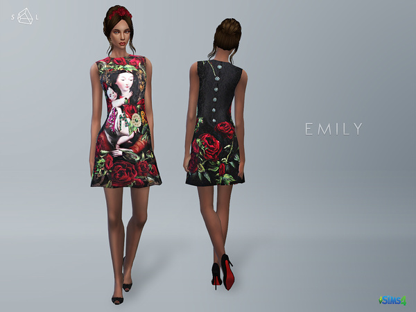  The Sims Resource: Printed Shift Dress Emily by Starlord