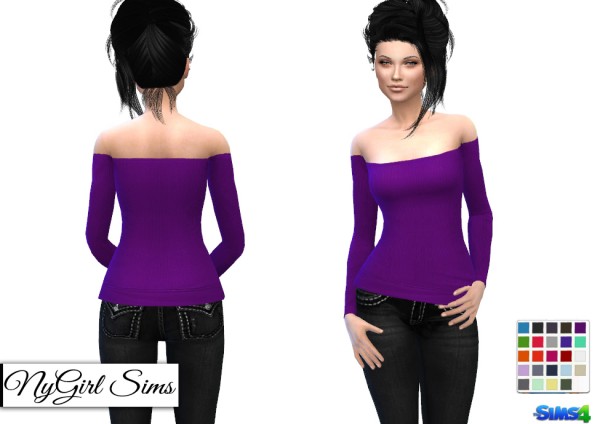  NY Girl Sims: Ribbed Off Shoulder Sweater