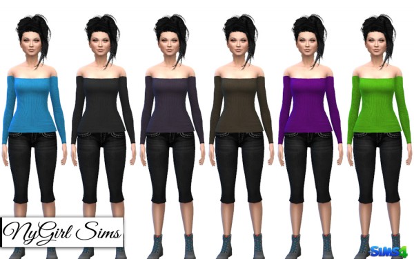  NY Girl Sims: Ribbed Off Shoulder Sweater