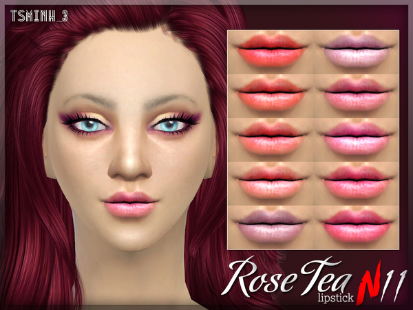  The Sims Resource: Rose Tea Lipstick by tsminh 3