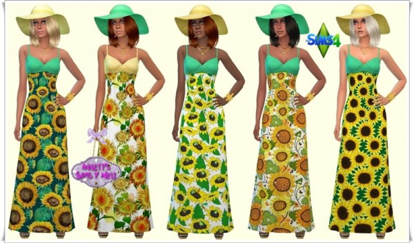  Annett`s Sims 4 Welt: Dresses & Hat Sunflowers