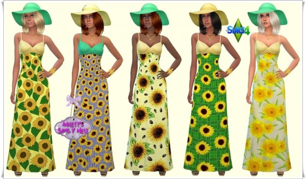  Annett`s Sims 4 Welt: Dresses & Hat Sunflowers