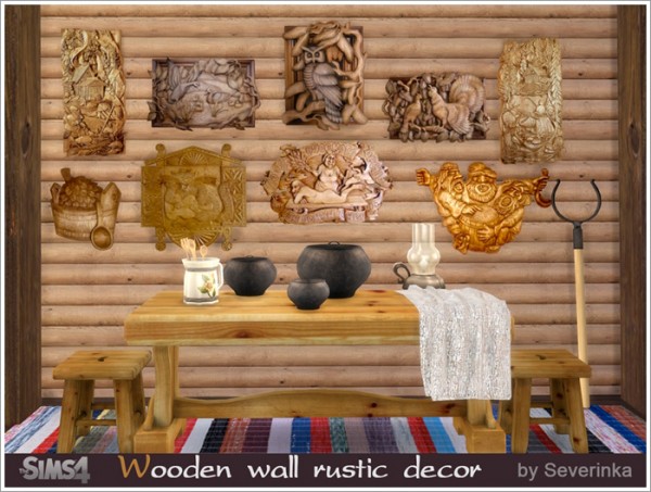  Sims by Severinka: Wooden wall rustic decor