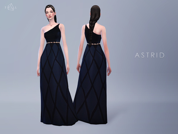  The Sims Resource: Black Gown Set ASTRID by Starlord