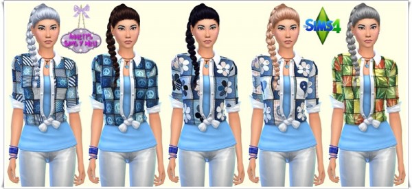  Annett`s Sims 4 Welt: Jeans Blouse Patchwork