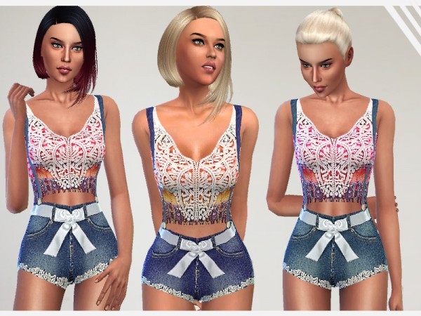  The Sims Resource: Lace and Denim Bodysuit by Puresim