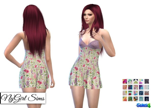  NY Girl Sims: Knit Top Summer Prints Dress