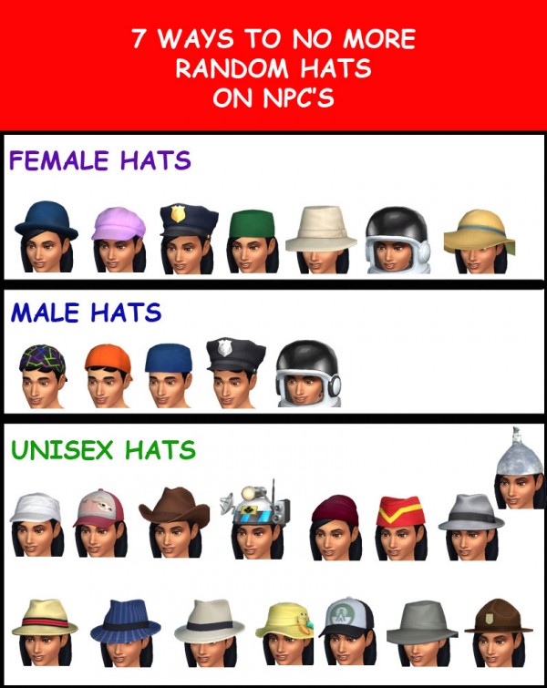  Mod The Sims: 7 Ways to No Random Hats on NPCs By Request by Simmiller